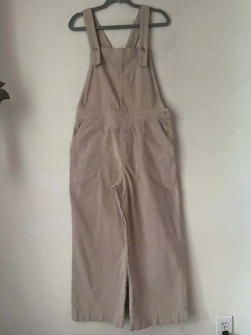 Patagonia Women's Sz 8 Stand Up Cropped Corduroy Overalls in Beige/Tan Wide Leg